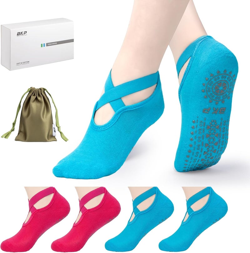 BKP Yoga Socks for Women,Pilates Socks Non Slip Grip Socks Suitable for Ballet,Plasticity,Dance,Home,Training - Image 1